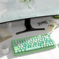 Portable Bluetooth Colorful Computer Keyboards, Wireless Mini Compact Retro Typewriter Flexible 84Keys Design Keyboard (Green-Colorful)