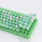 Portable Bluetooth Colorful Computer Keyboards, Wireless Mini Compact Retro Typewriter Flexible 84Keys Design Keyboard (Green-Colorful)