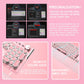 Pink Retro Typewriter Keyboard, Wired Mechanical Gaming Keyboard with Pure White Backlight, 104 Keys Retro Steampunk Vintage Keyboard with Blue Switches, Metal Panel round Keycaps (Pink)