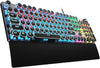 F2088 Typewriter Style Mechanical Gaming Keyboard Blue Switches,Rainbow LED Backlit,Removable Wrist Rest,Media Control Knob,Retro Punk round Keycaps,Usb Wired Computer Keyboard